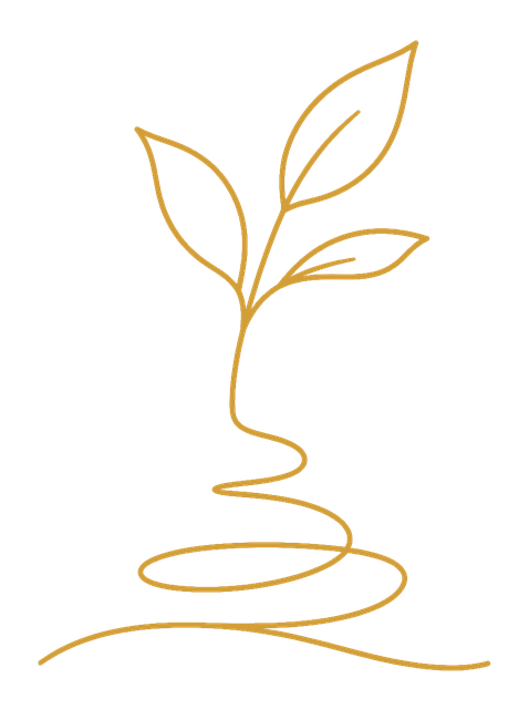 A single-line illustration of a young plant growing